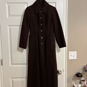 Elegant Vintage Brown Long Coat